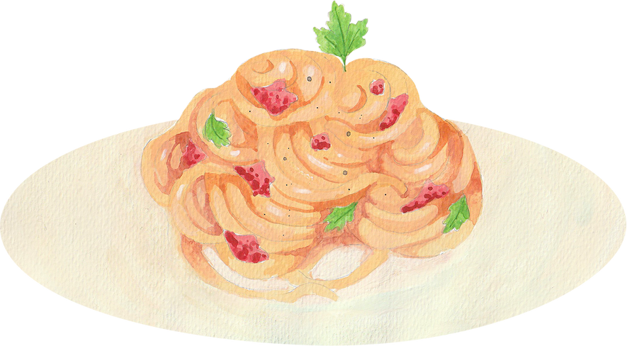 Watercolor Italian Food Carbonara